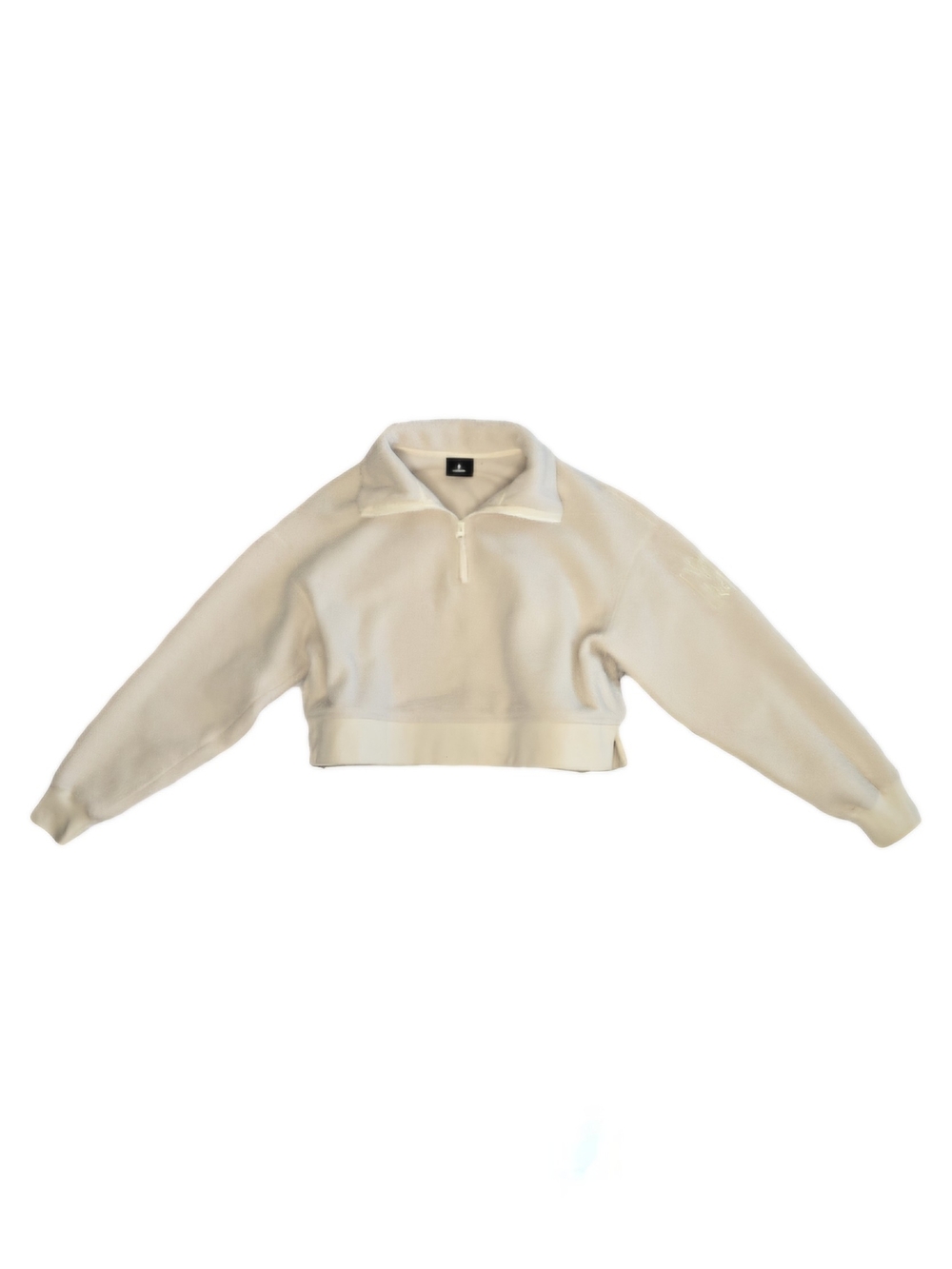 Mackage Monroe Off-White Teddy Fleece Quarter Zip Cropped Sweater